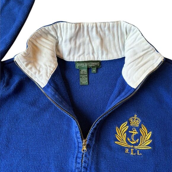 Lauren Jeans Co Ralph Lauren Quarter Zip Knit Sweater Womens Medium Blue - Picture 5 of 10